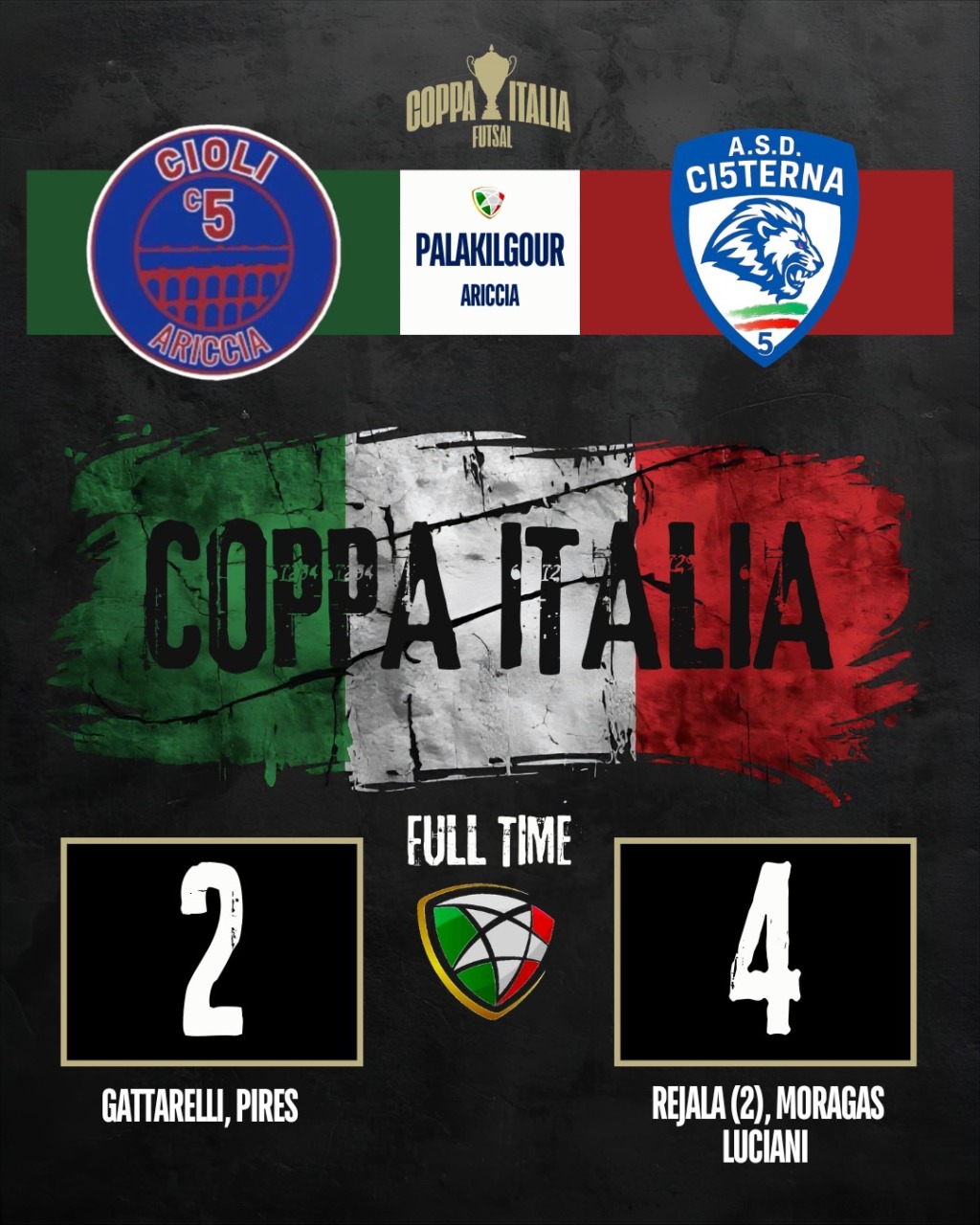 Coppa Italia: Cisterna supera il Cioli Ariccia e sfida il Formia