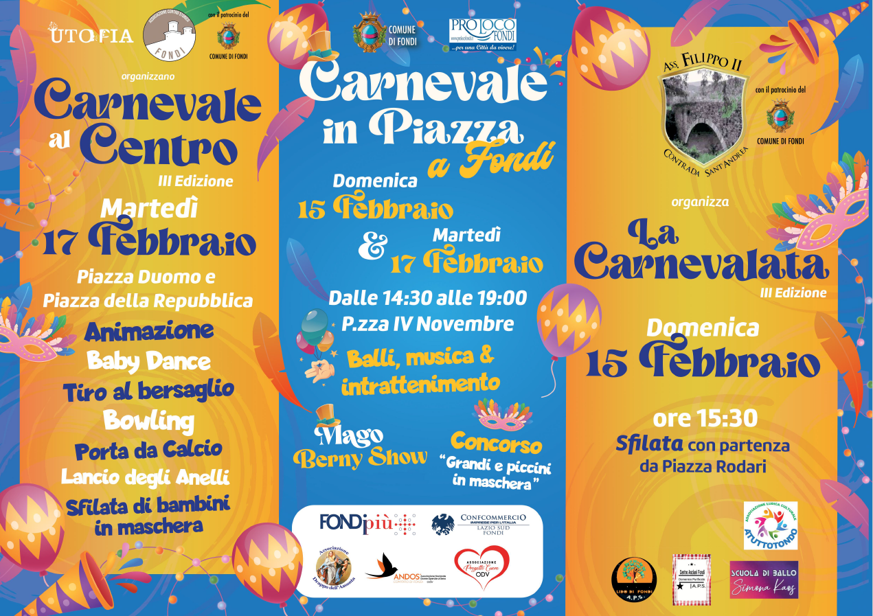 Fondi si colora: il Carnevale torna con due eventi imperdibili
