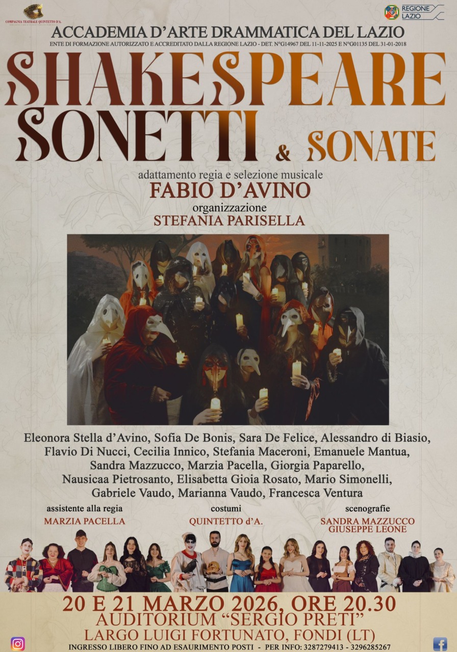 Fondi ospita il Teatro dell’Accademia d’Arte Drammatica