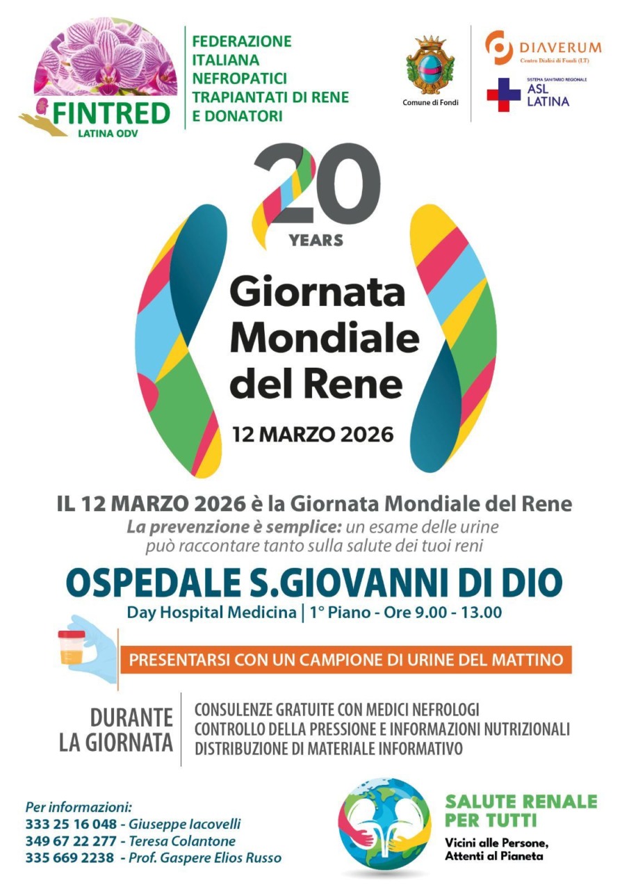 Giornata mondiale del rene: controlli e consulenze gratuite per la salute