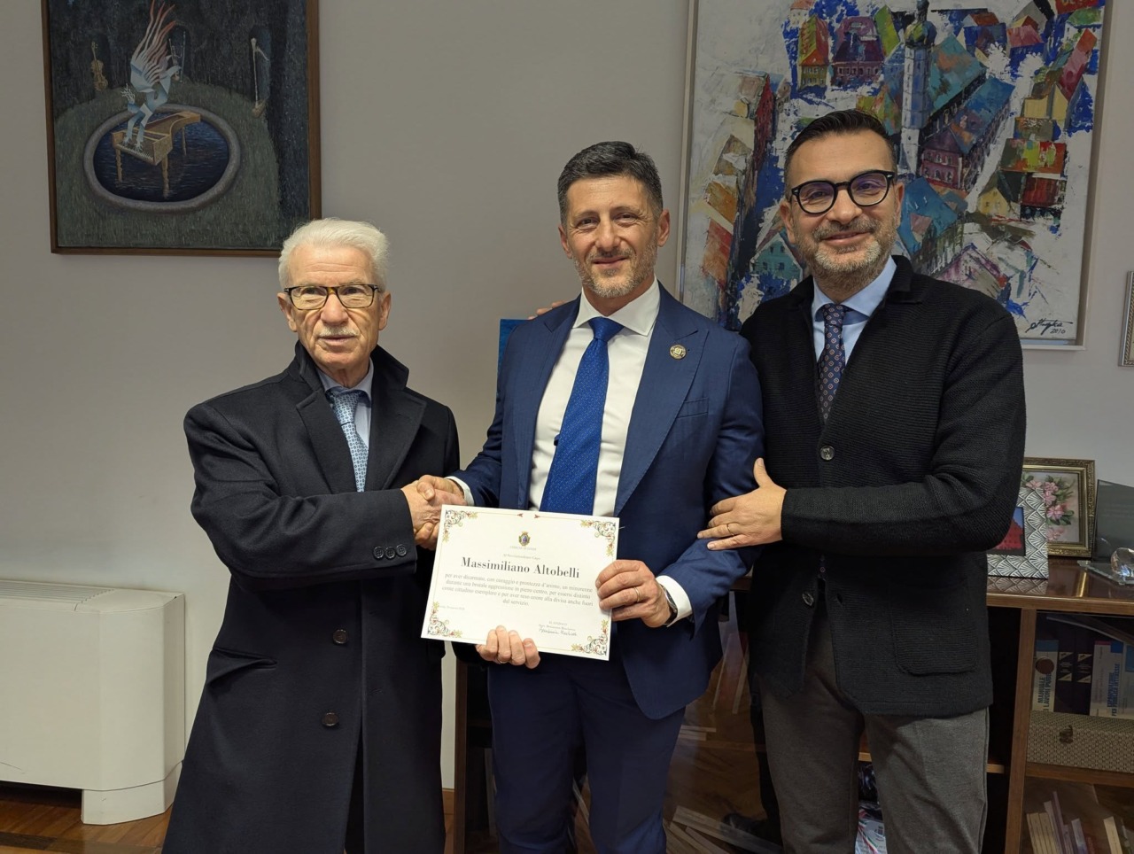 Il Sovrintendente Massimiliano Altobelli premiato per il suo coraggio