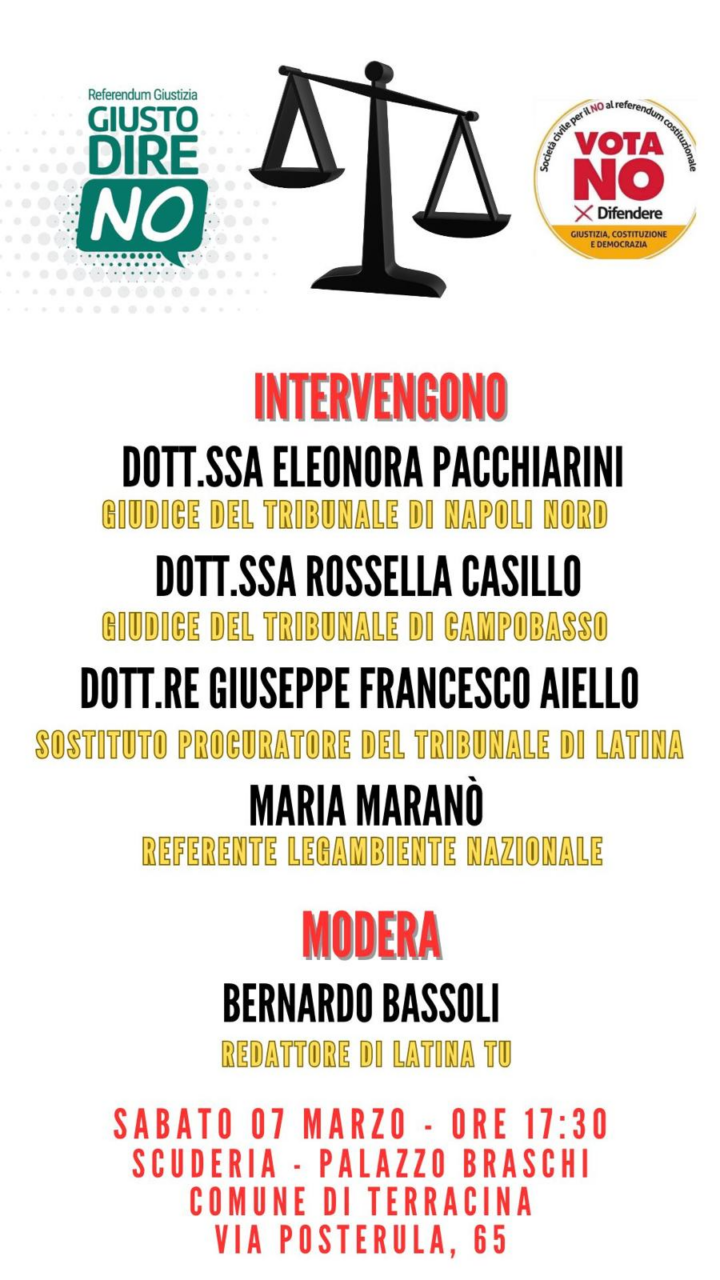 Referendum: incontro del Comitato per il “no” a Terracina il 7 marzo