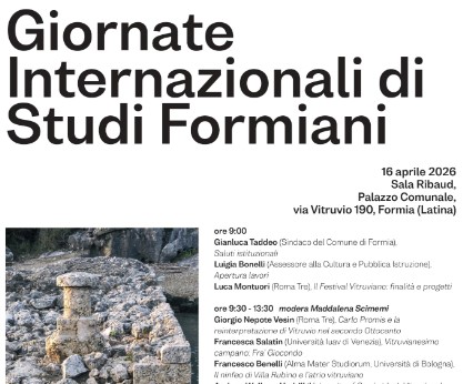 Il 16 aprile si svolgono le “Giornate Internazionali di Studi Formiani”