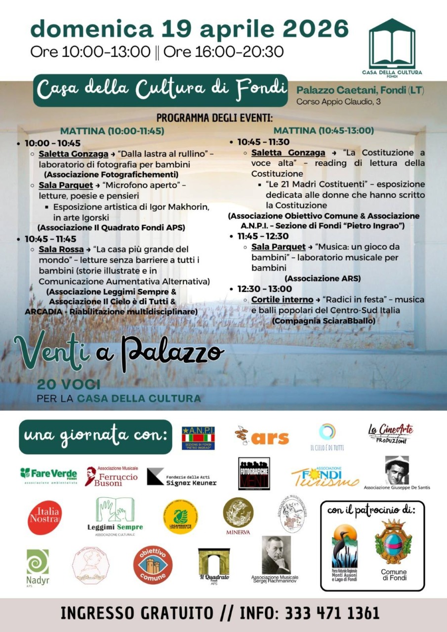 Palazzo Caetani accoglie eventi culturali per la comunità